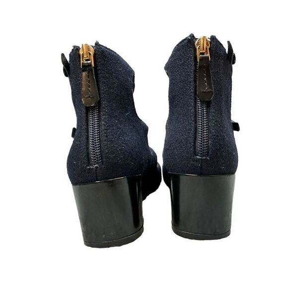 Tory Burch Navy Wool Stappy Block Heels - Picture 4 of 10